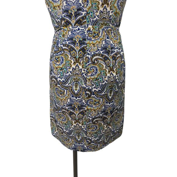J Crew Dolores Silk Sheath Dress Peacock Paisley Print Size 6 Short Sleeve‎ Blue - Picture 10 of 14